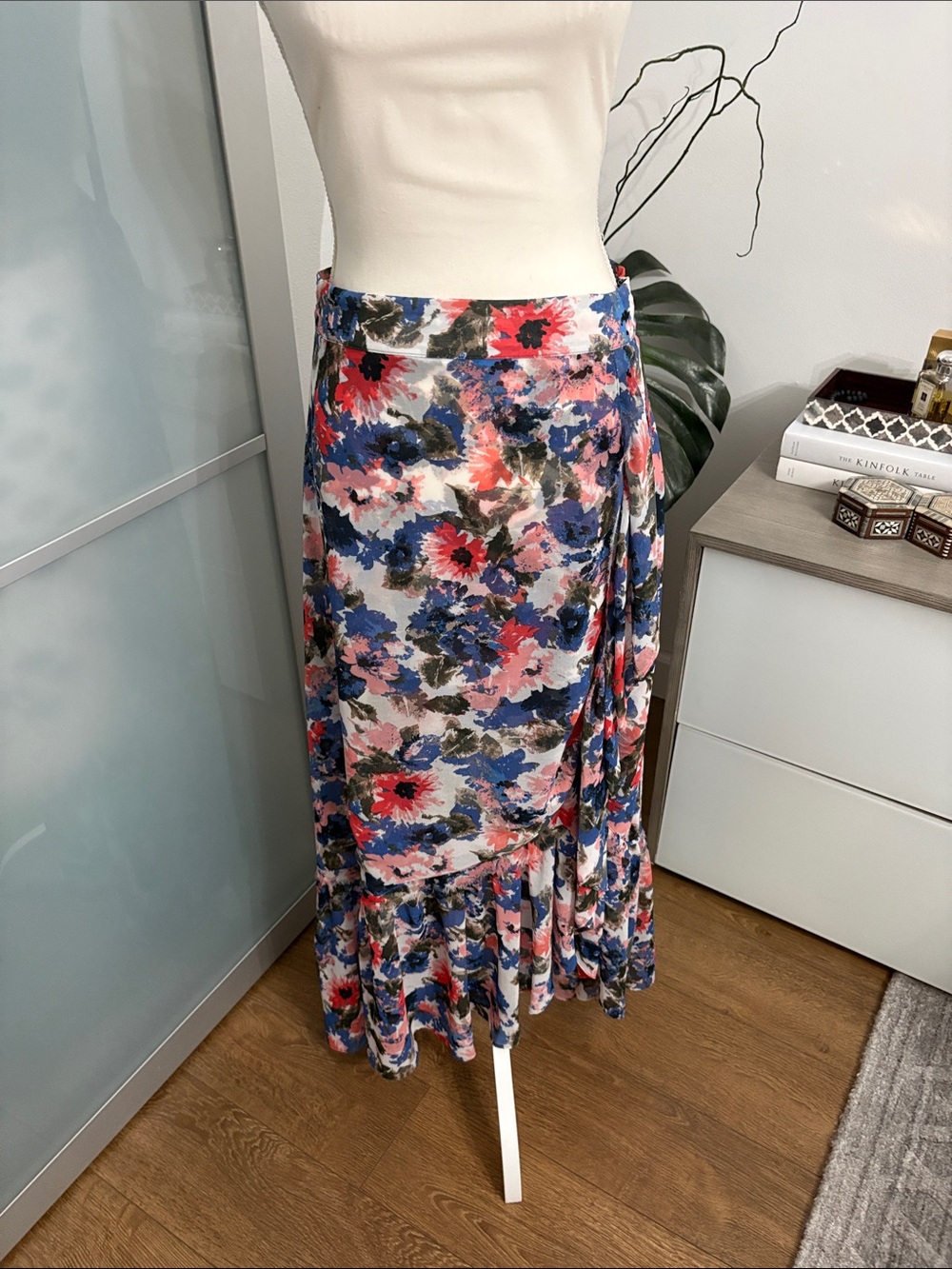 Misa Los Angeles Floral Wrap Skirt in Blue, Pink & Green